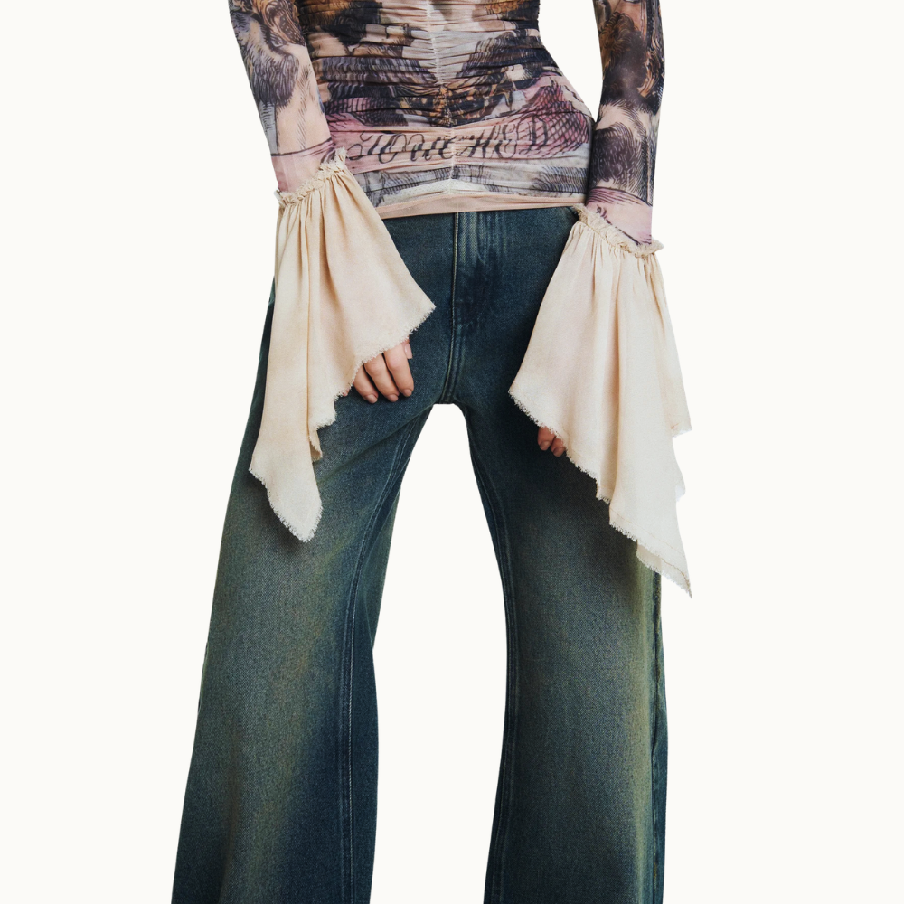 BLUSA DRAPEADA MANGA LONGA TULE ANGEL