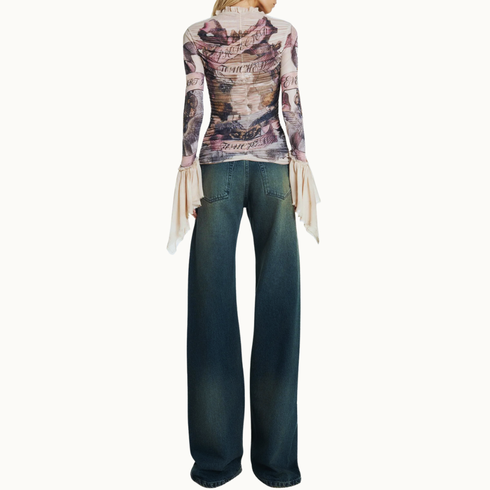 BLUSA DRAPEADA MANGA LONGA TULE ANGEL