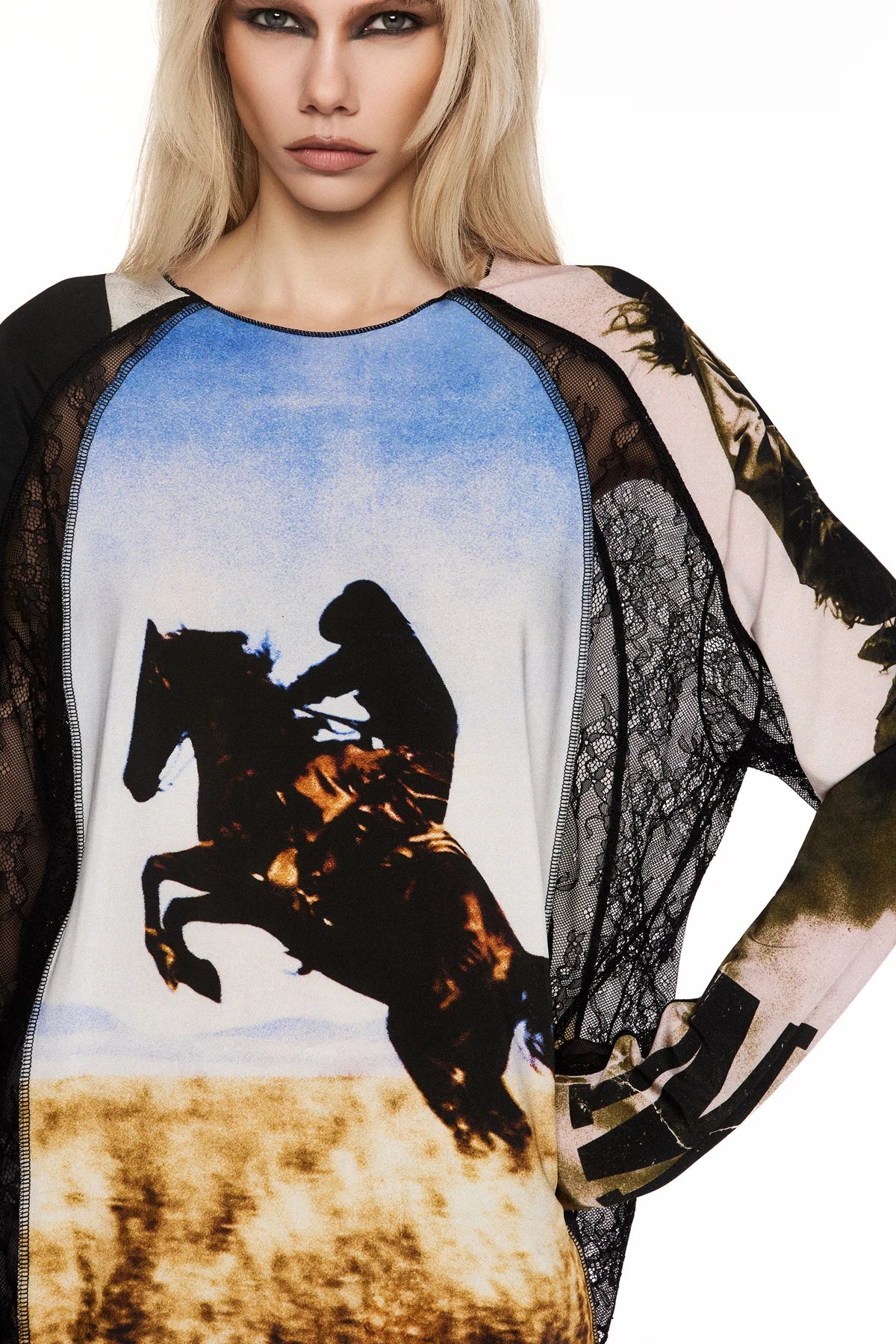 BLUSA MANGA LONGA JERSEY E RENDA WILD WEST