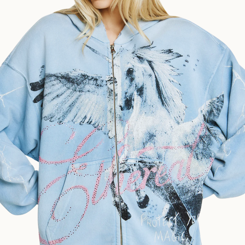 BLUSA MOLETOM ZÍPER CAPUZ PEGASUS AZUL