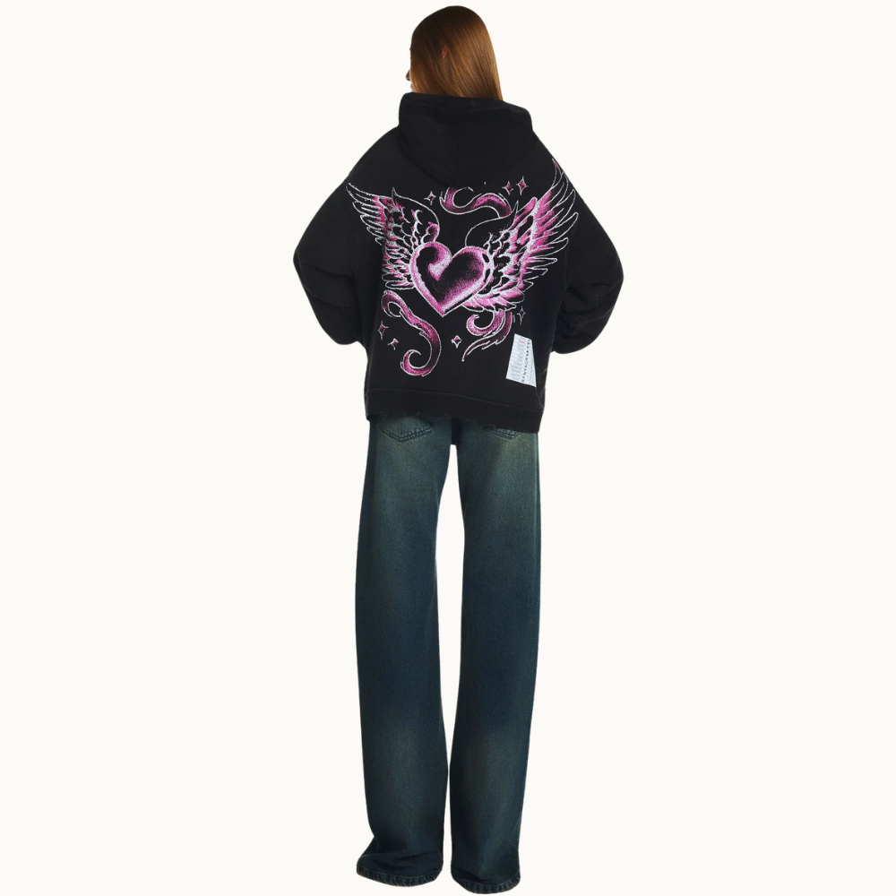 BLUSA MOLETOM ZÍPER CAPUZ MADE FOR FOREVER PRETO