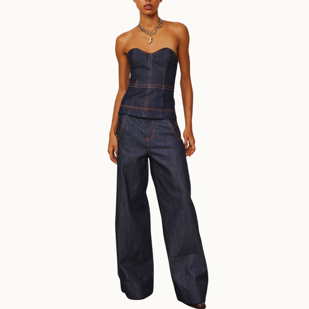 BLUSA SEM ALÇA JEANS RAW