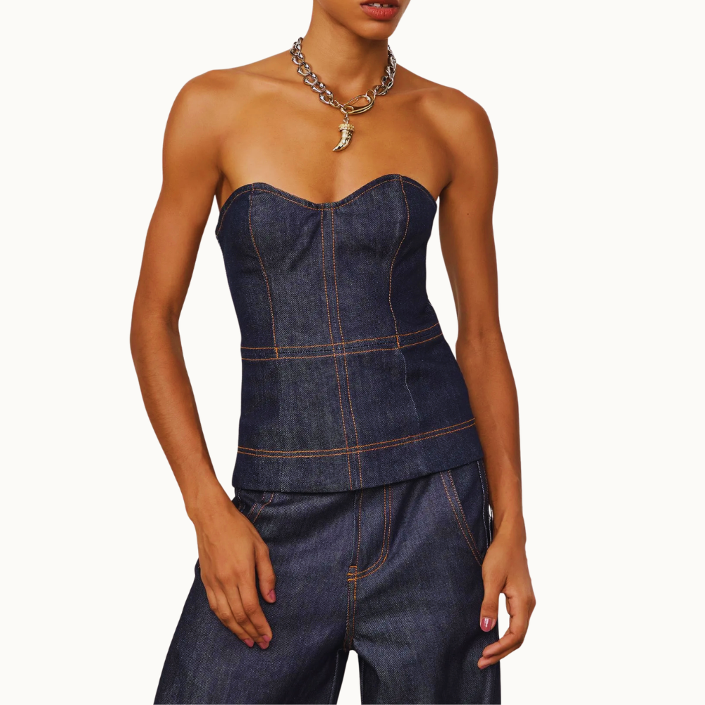BLUSA SEM ALÇA JEANS RAW