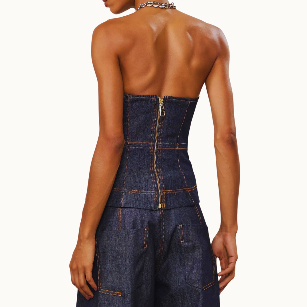 BLUSA SEM ALÇA JEANS RAW