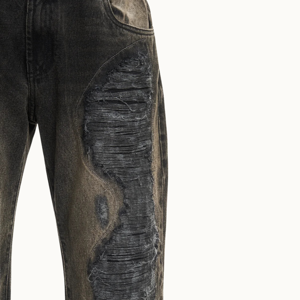 CALCA JEANS FLARE RASGOS FRONTAIS