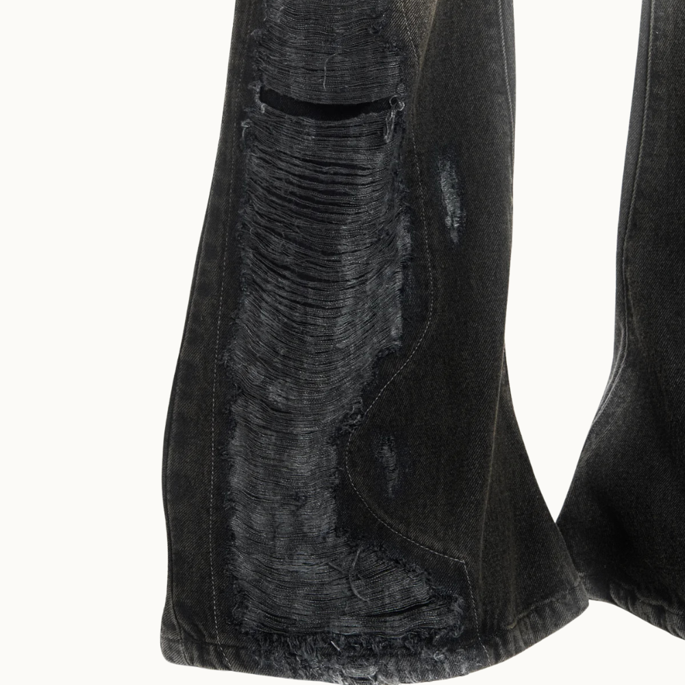 CALCA JEANS FLARE RASGOS FRONTAIS