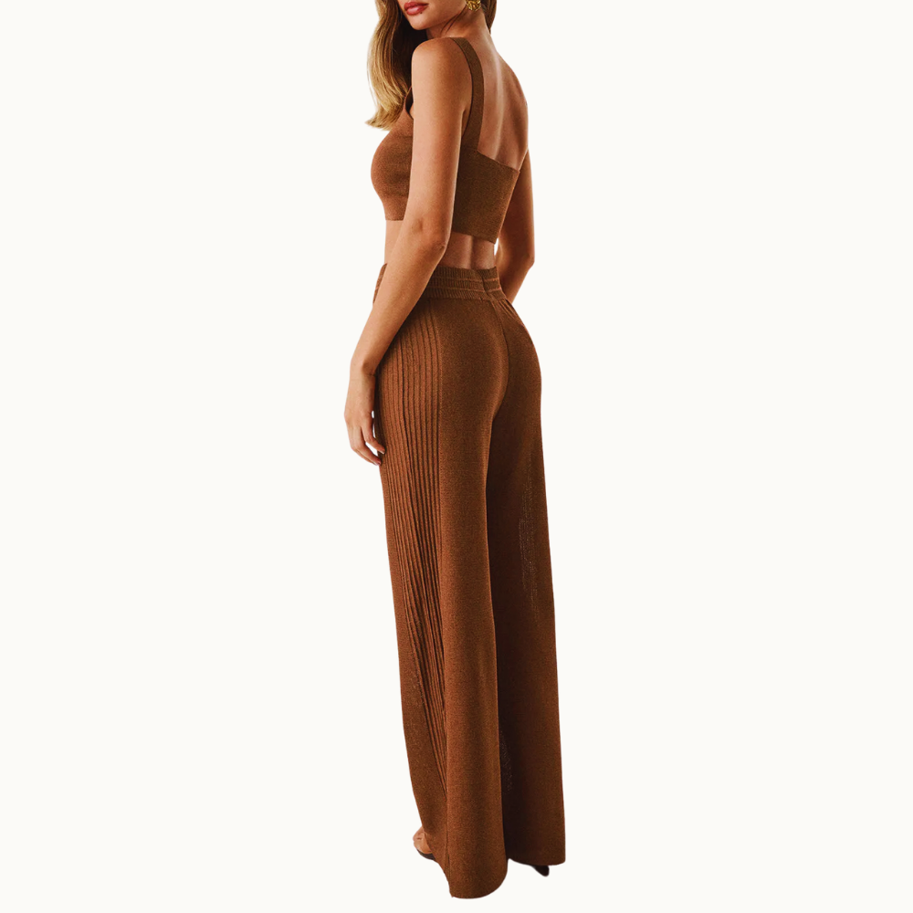 CALÇA ELZA TRICOT CAMEL