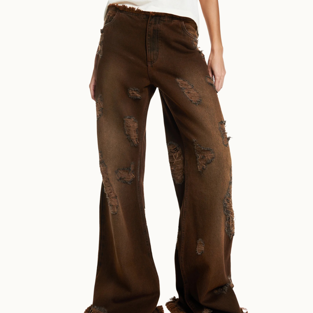 CALÇA JEANS FLARE RASGOS