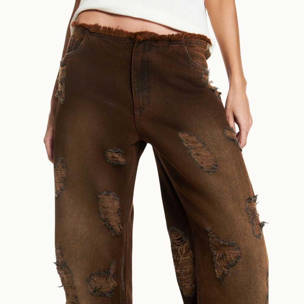 CALÇA JEANS FLARE RASGOS