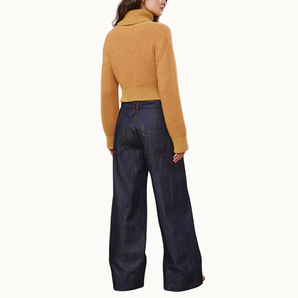 CALÇA JEANS RETA RAW CINTURA ALTA