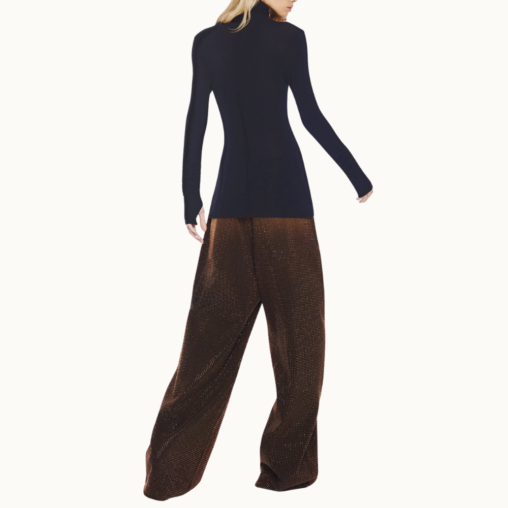 CALÇA JEANS MARROM PEDRAS