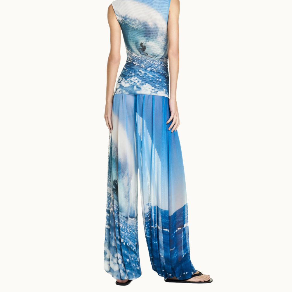 CALÇA PALA DRAPEADA ELÁSTICO BARRA TULE SURF