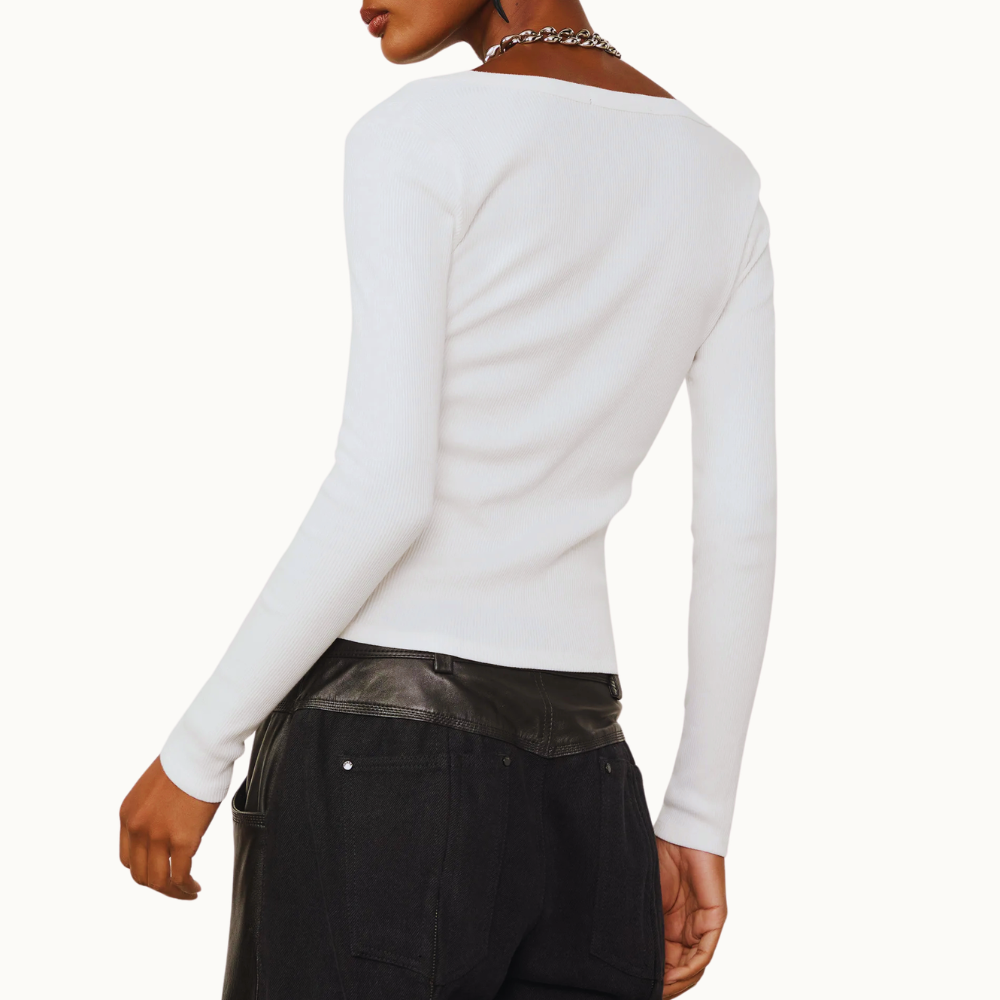 BLUSA DE MALHA RIB MANGA LONGA