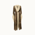 KIMONO LONGO CHIFFON BANDANA MARROM COM RENDA