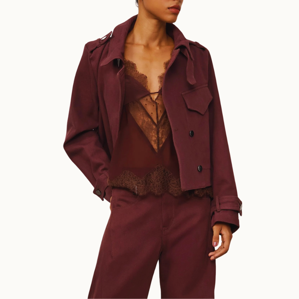 TRENCHCOAT DE SARJA CURTO BOHO