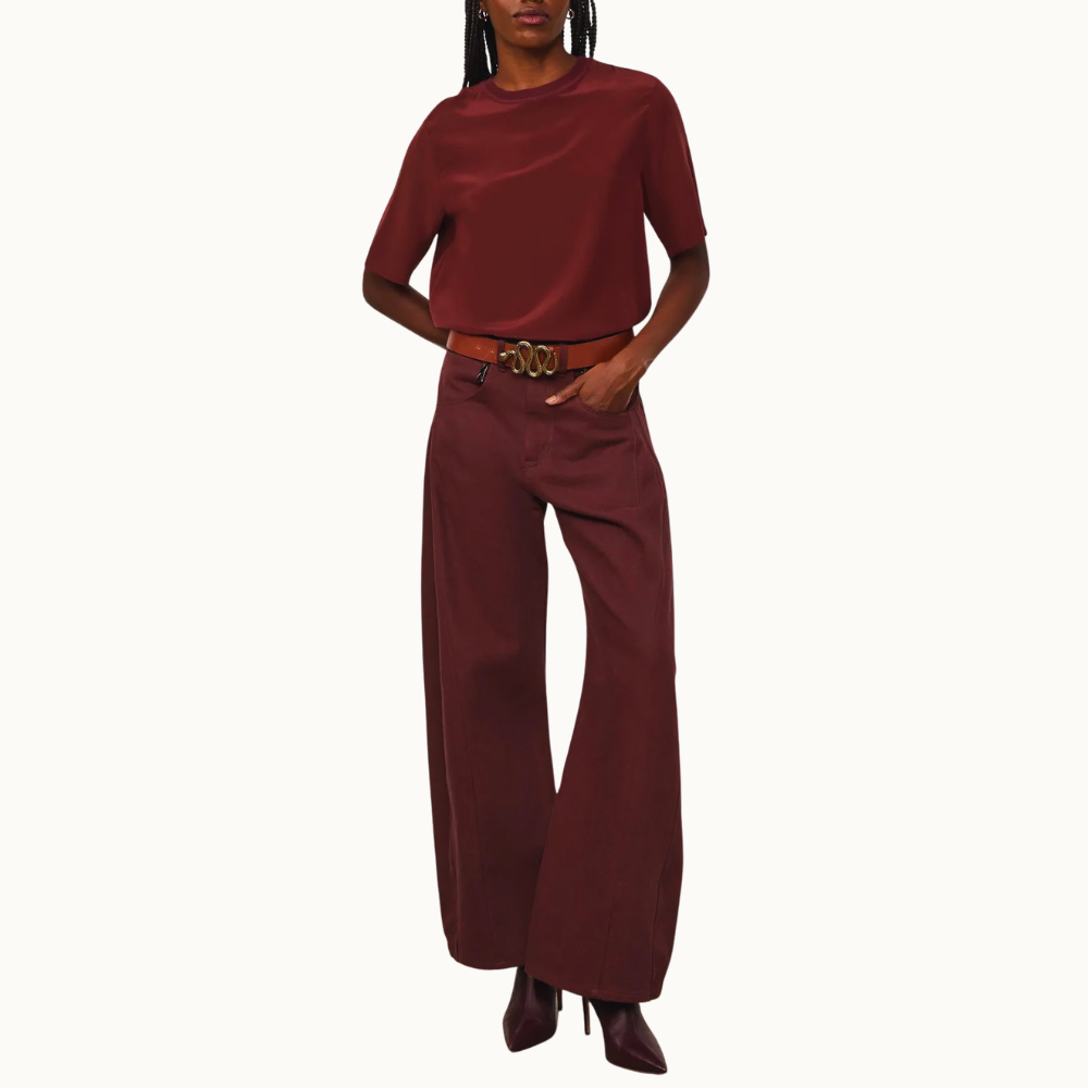 T-SHIRT DE SEDA BOHO GOLA RIB