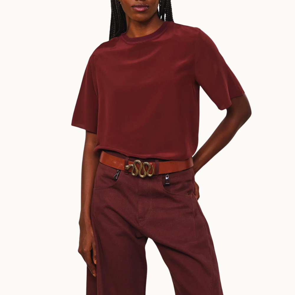 T-SHIRT DE SEDA BOHO GOLA RIB