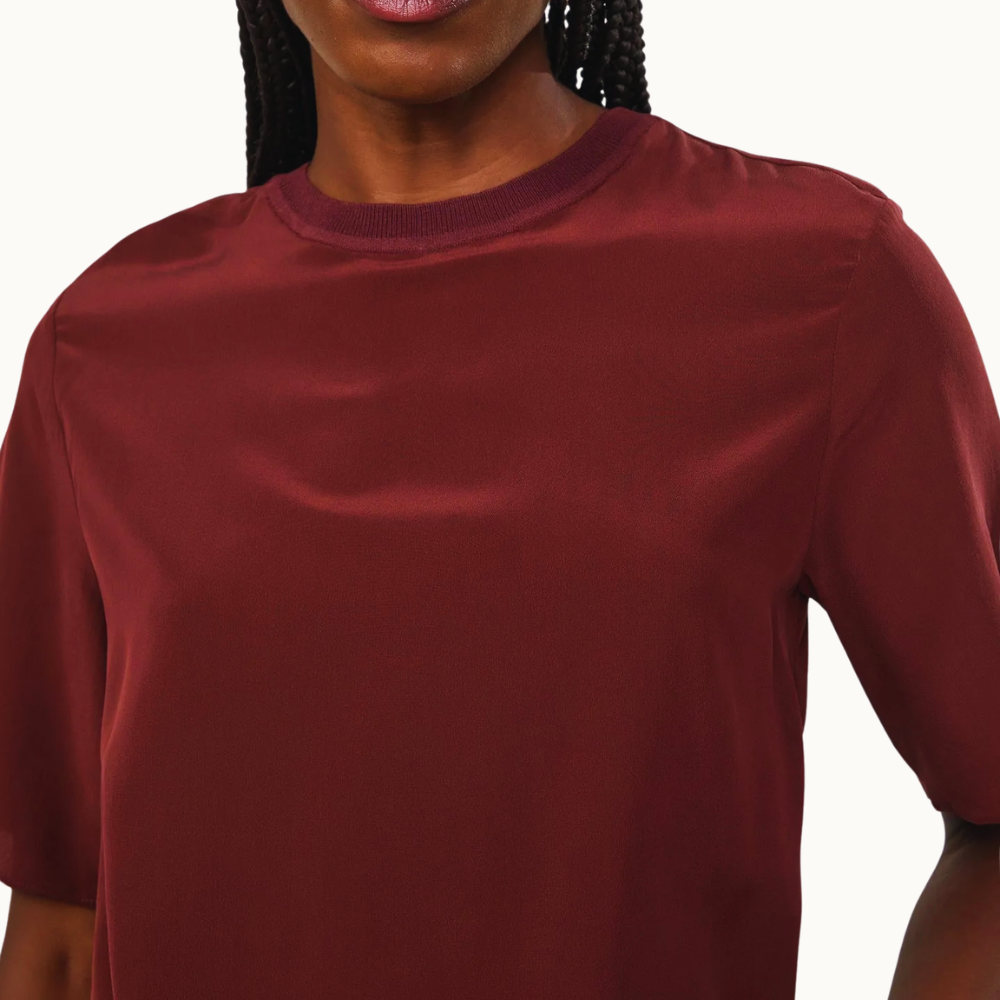 T-SHIRT DE SEDA BOHO GOLA RIB