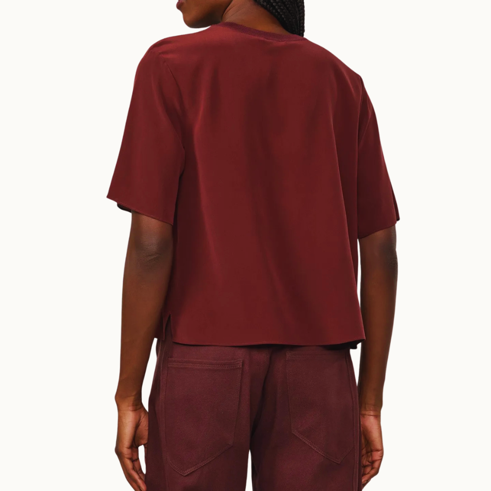 T-SHIRT DE SEDA BOHO GOLA RIB