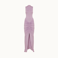 VESTIDO LONGO SEM MANGA SAIA DRAPEADA MALHA LAVANDA