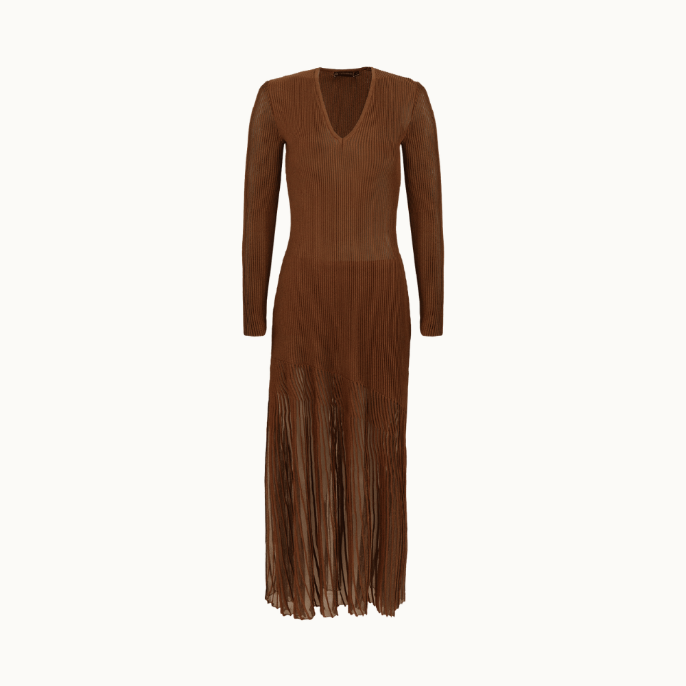 VESTIDO LONGO ALBA TRICOT CAMEL
