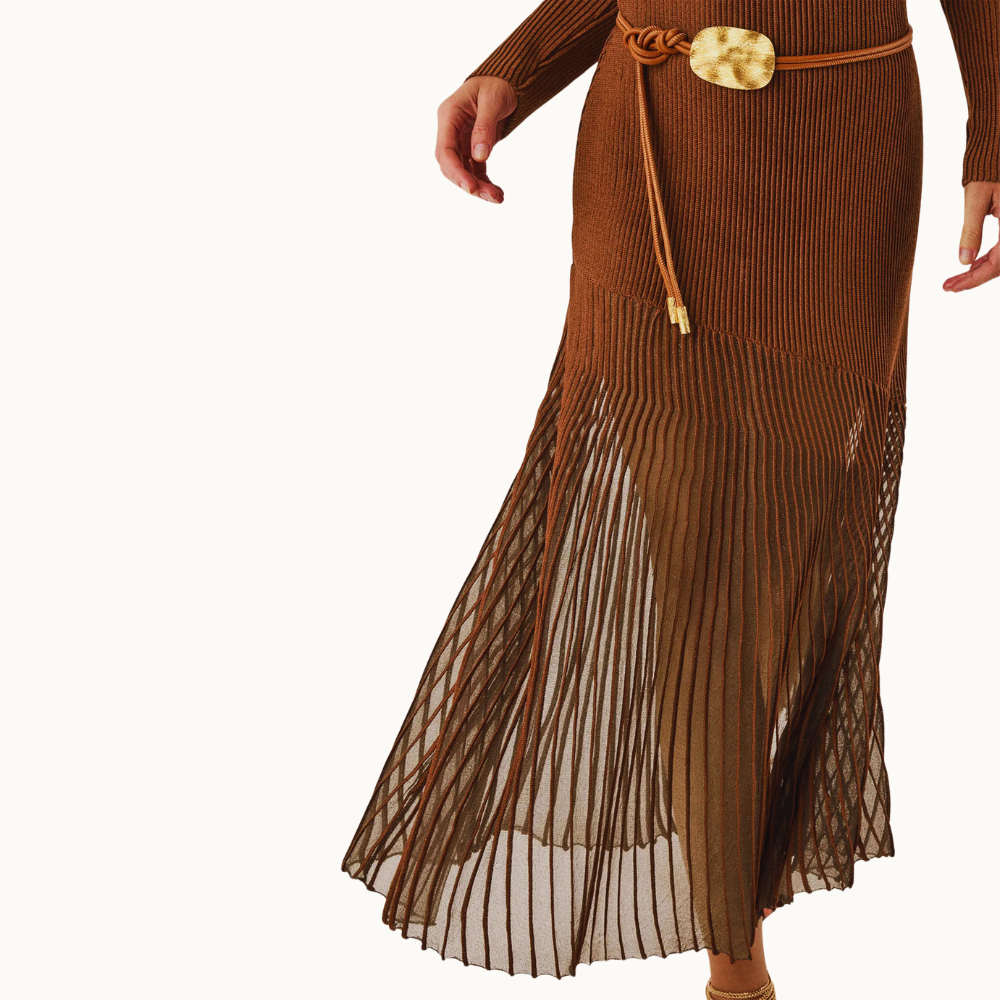 VESTIDO LONGO ALBA TRICOT CAMEL