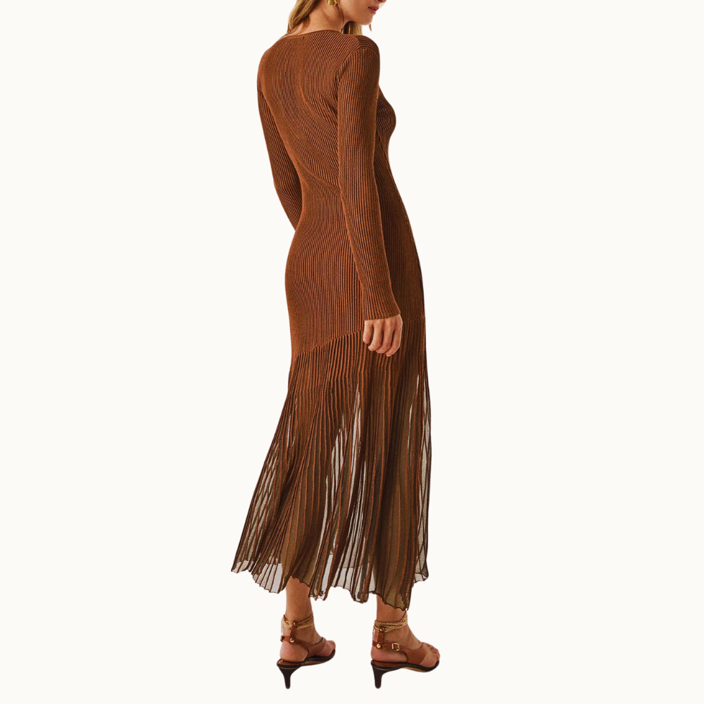 VESTIDO LONGO ALBA TRICOT CAMEL