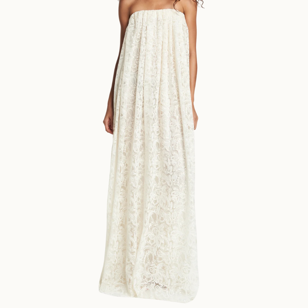 VESTIDO LONGO TOMARA QUE CAIA TULE CORDONÊ BORDADO