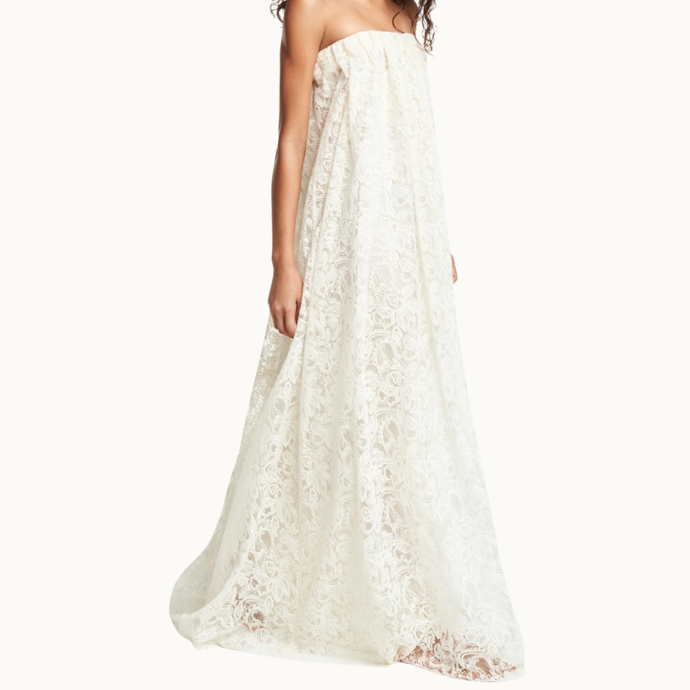 VESTIDO LONGO TOMARA QUE CAIA TULE CORDONÊ BORDADO
